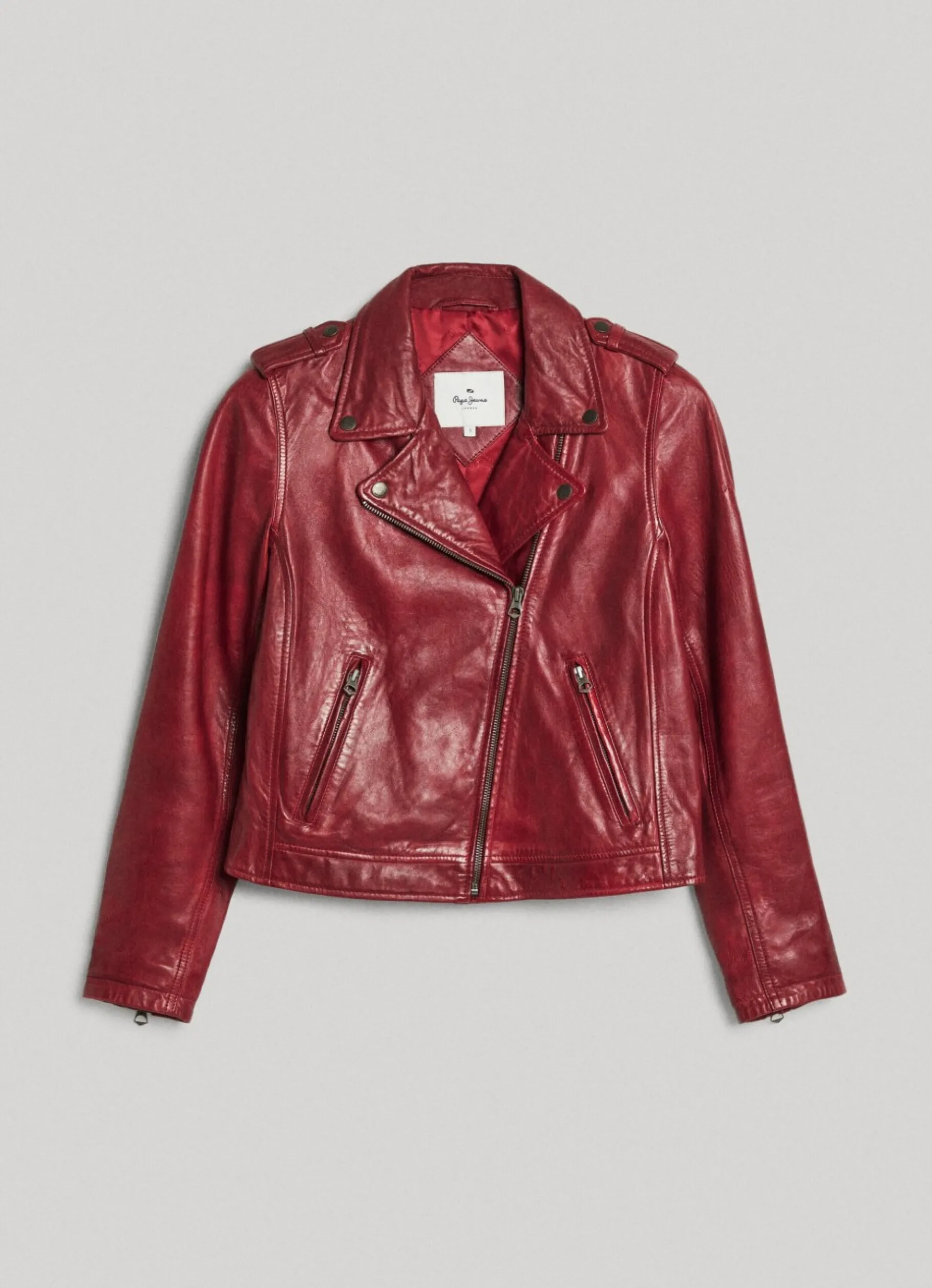 Women Pepe Jeans Lamb Leather Biker Jacket