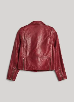 Women Pepe Jeans Lamb Leather Biker Jacket