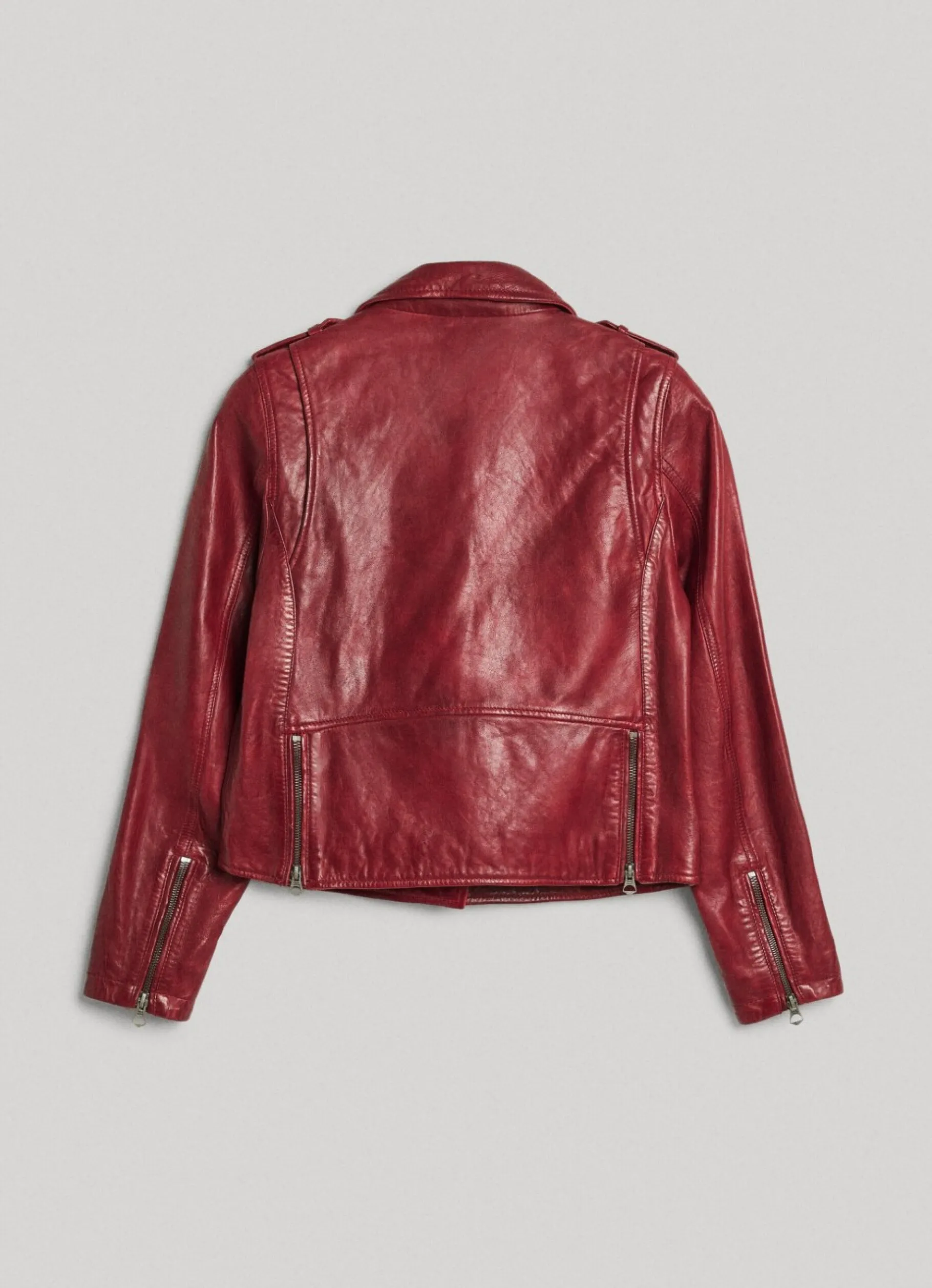 Women Pepe Jeans Lamb Leather Biker Jacket