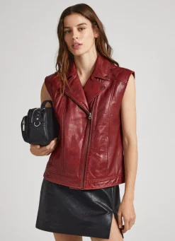Women Pepe Jeans Lamb Leather Vest