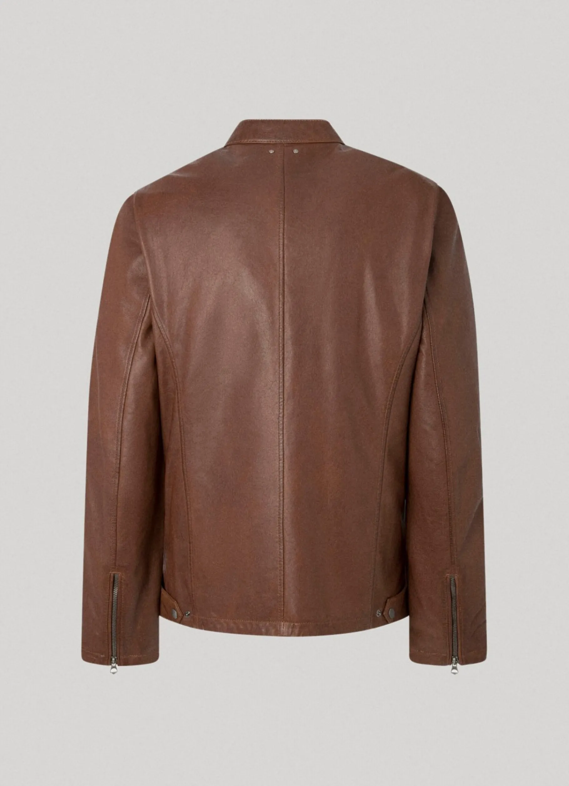 Men Pepe Jeans Lambskin Leather Biker Jacket