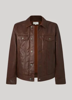Men Pepe Jeans Lambskin Leather Jacket