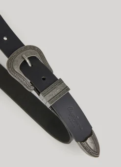 Women Pepe Jeans Leather Belt With Metal Buckle