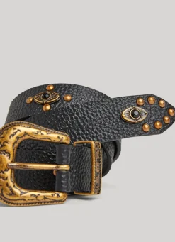 Women Pepe Jeans Leather Belt With Metal Buckle