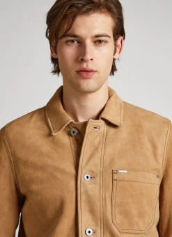 Men Pepe Jeans Leather Carpenter Jacket