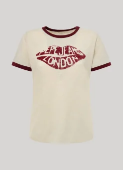 Women Pepe Jeans Lips Print T-Shirt