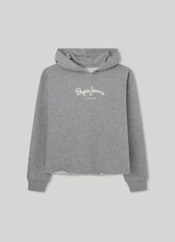 Girl Pepe Jeans Logo Print Cotton Hoodie