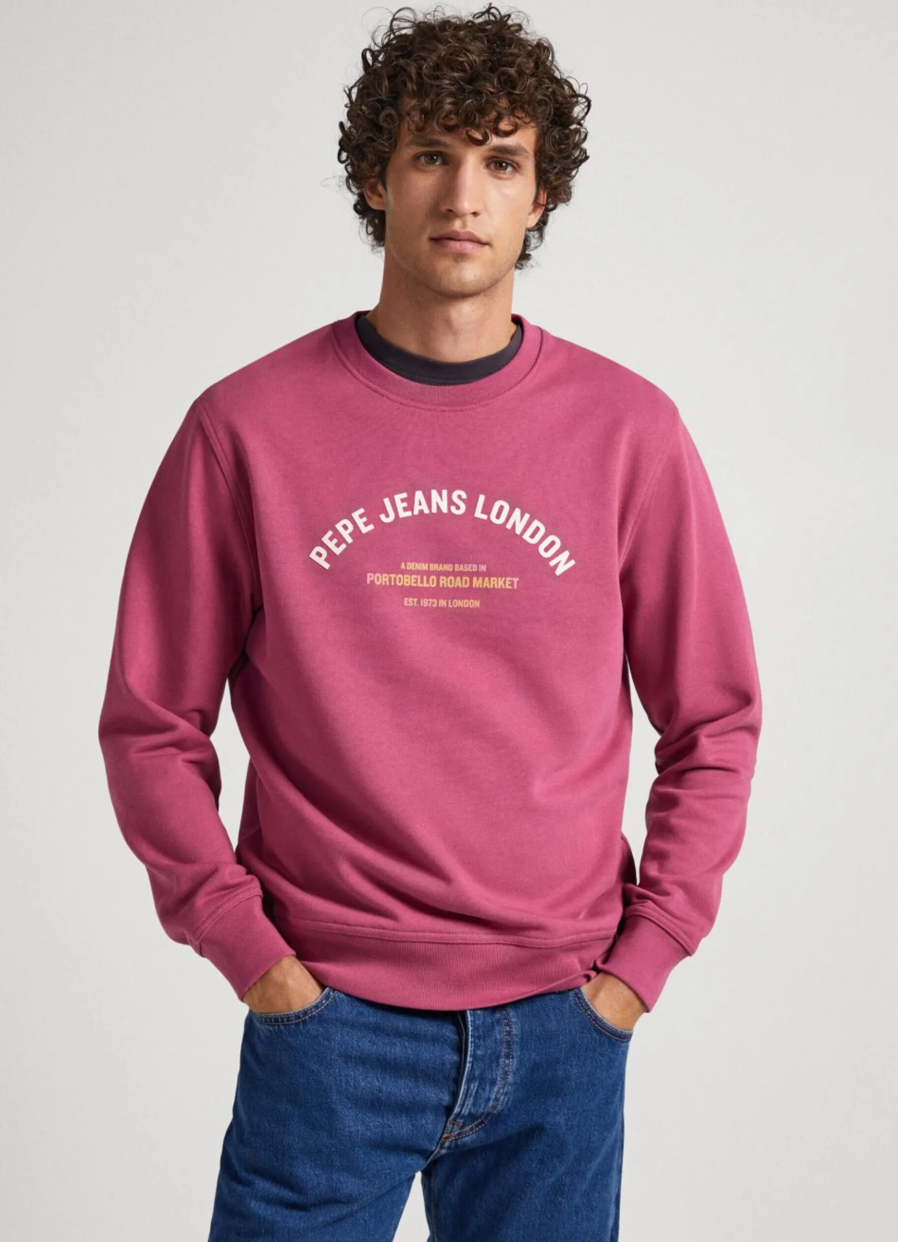 Men Pepe Jeans Logo Print Cotton Sweatshirt