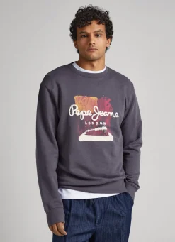 Men Pepe Jeans Logo Print Cotton Sweatshirt
