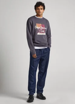 Men Pepe Jeans Logo Print Cotton Sweatshirt