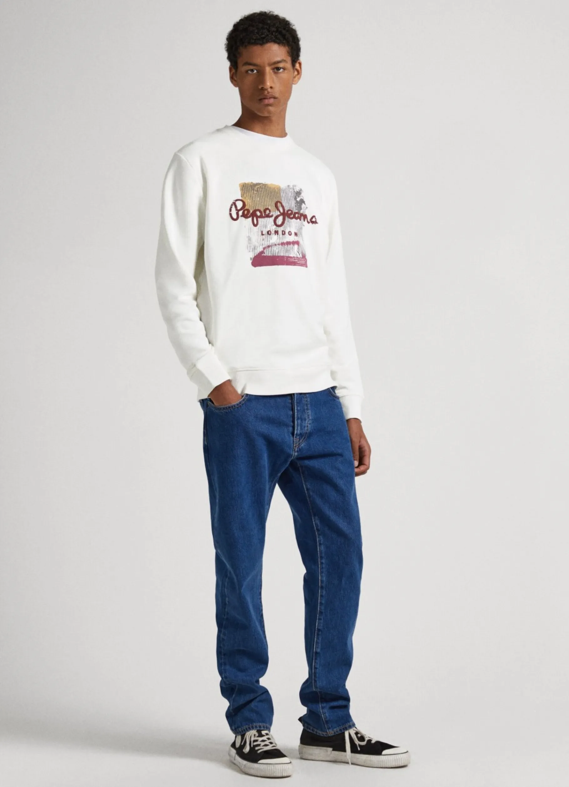 Men Pepe Jeans Logo Print Cotton Sweatshirt