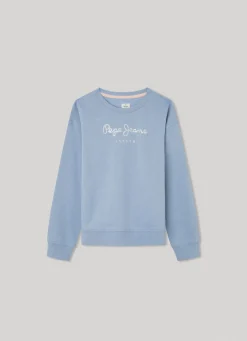 Girl Pepe Jeans Logo Print Cotton Sweatshirt