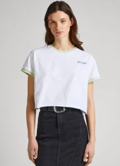 Women Pepe Jeans Logo Printed Cropped Fit T-Shirt