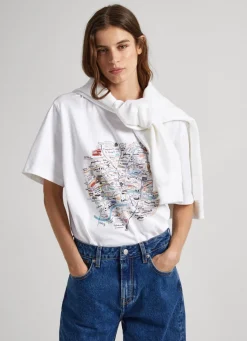 Men Pepe Jeans London Map Print T-Shirt