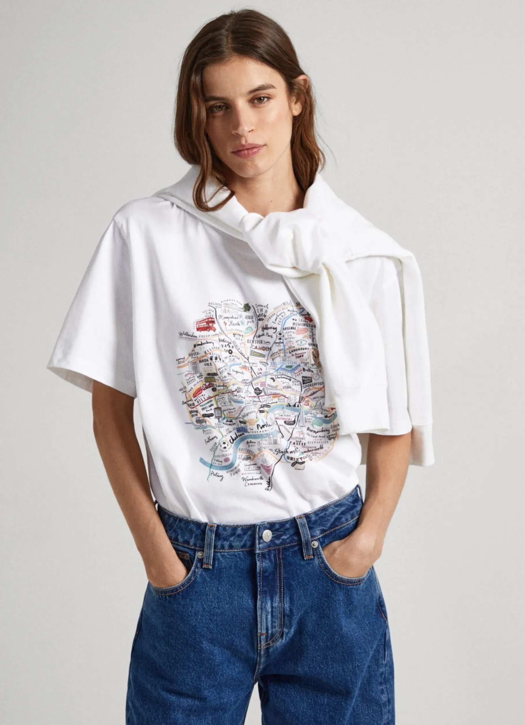 Men Pepe Jeans London Map Print T-Shirt