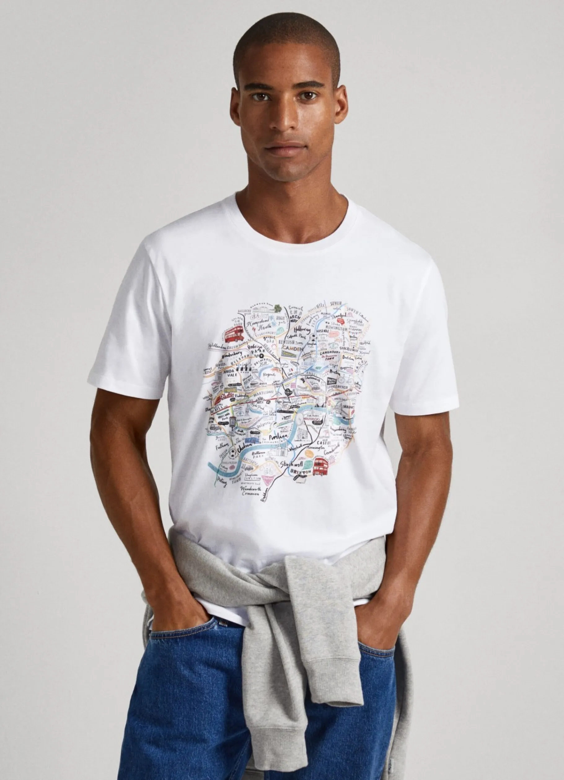 Men Pepe Jeans London Map Print T-Shirt