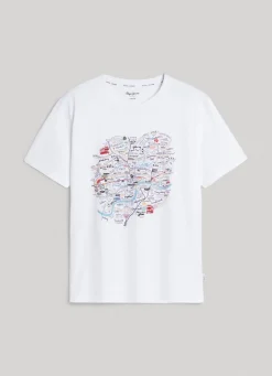 Men Pepe Jeans London Map Print T-Shirt
