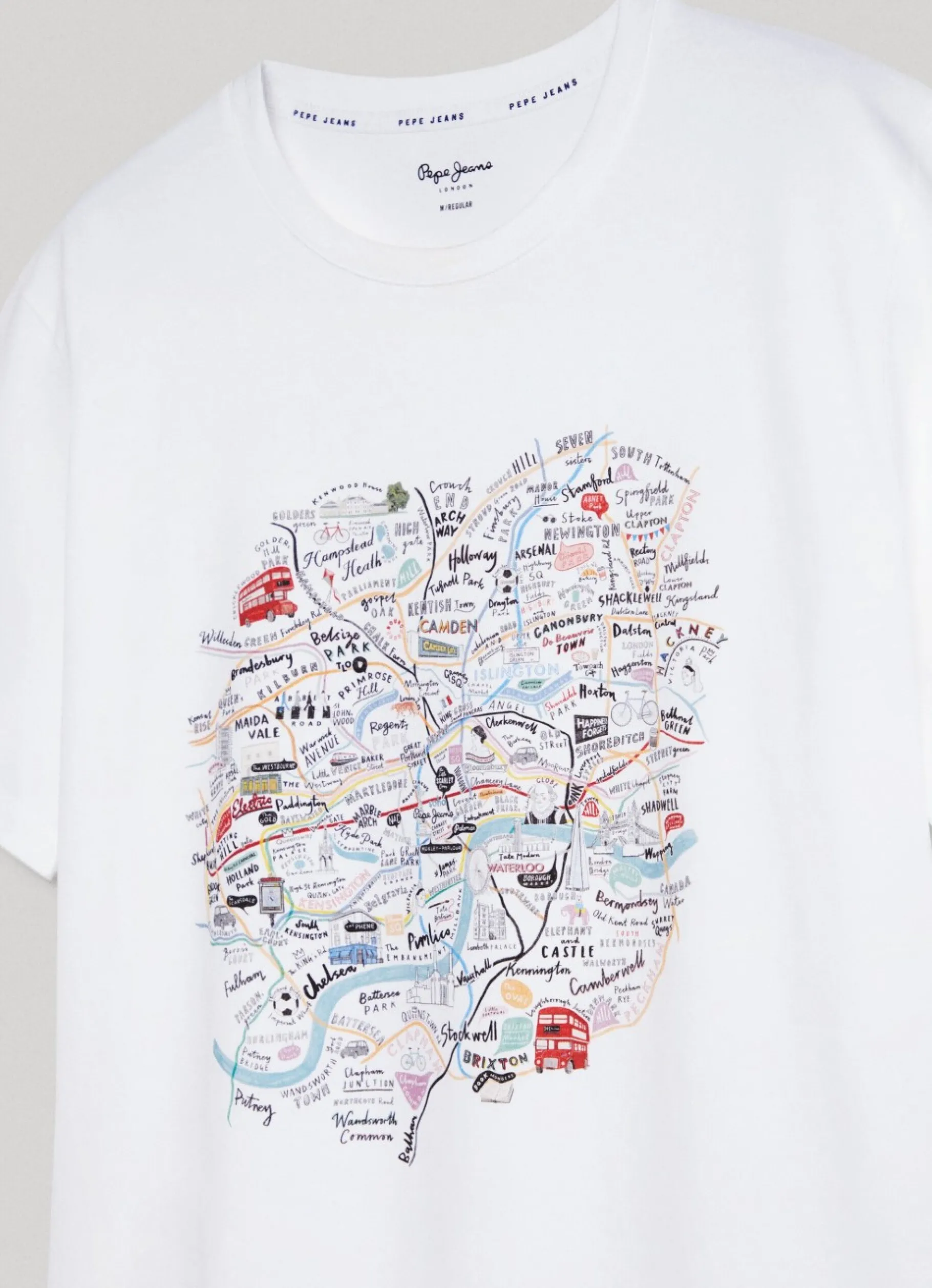 Men Pepe Jeans London Map Print T-Shirt