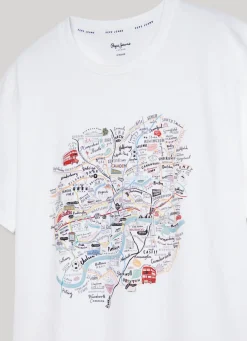 Women Pepe Jeans London Map Print T-Shirt
