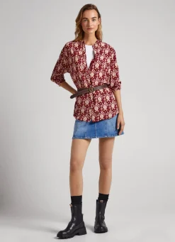 Women Pepe Jeans Long Geometric Print Blouse