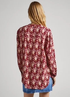Women Pepe Jeans Long Geometric Print Blouse