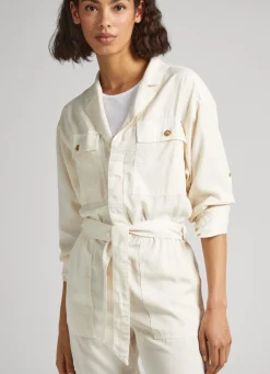 Women Pepe Jeans Long Jumpsuit With Belt Detail