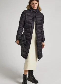 Women Pepe Jeans Long Quilted Puffer Jacket