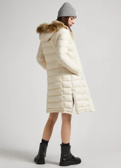 Women Pepe Jeans Long Quilted Puffer Jacket