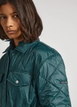 Women Pepe Jeans Long Quilted Puffer Jacket