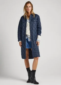 Women Pepe Jeans Long Quilted Puffer Jacket