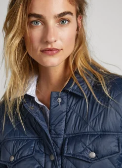Women Pepe Jeans Long Quilted Puffer Jacket