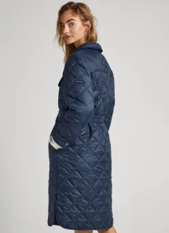 Women Pepe Jeans Long Quilted Puffer Jacket