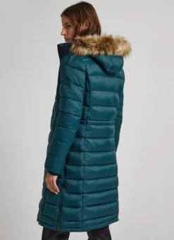 Women Pepe Jeans Long Quilted Puffer Jacket