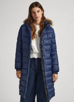 Women Pepe Jeans Long Quilted Puffer Jacket