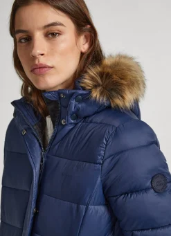 Women Pepe Jeans Long Quilted Puffer Jacket