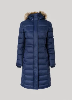 Women Pepe Jeans Long Quilted Puffer Jacket