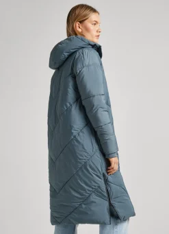 Women Pepe Jeans Long Quilted Puffer Jacket