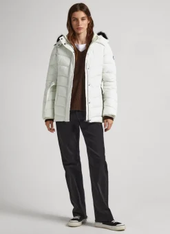 Women Pepe Jeans Long Quilted Puffer Jacket