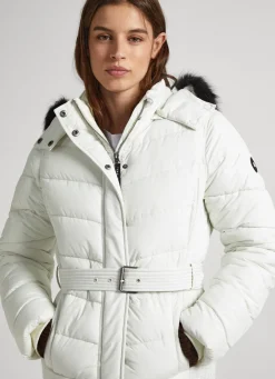 Women Pepe Jeans Long Quilted Puffer Jacket