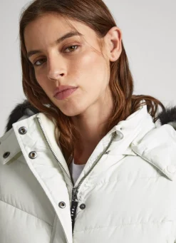 Women Pepe Jeans Long Quilted Puffer Jacket