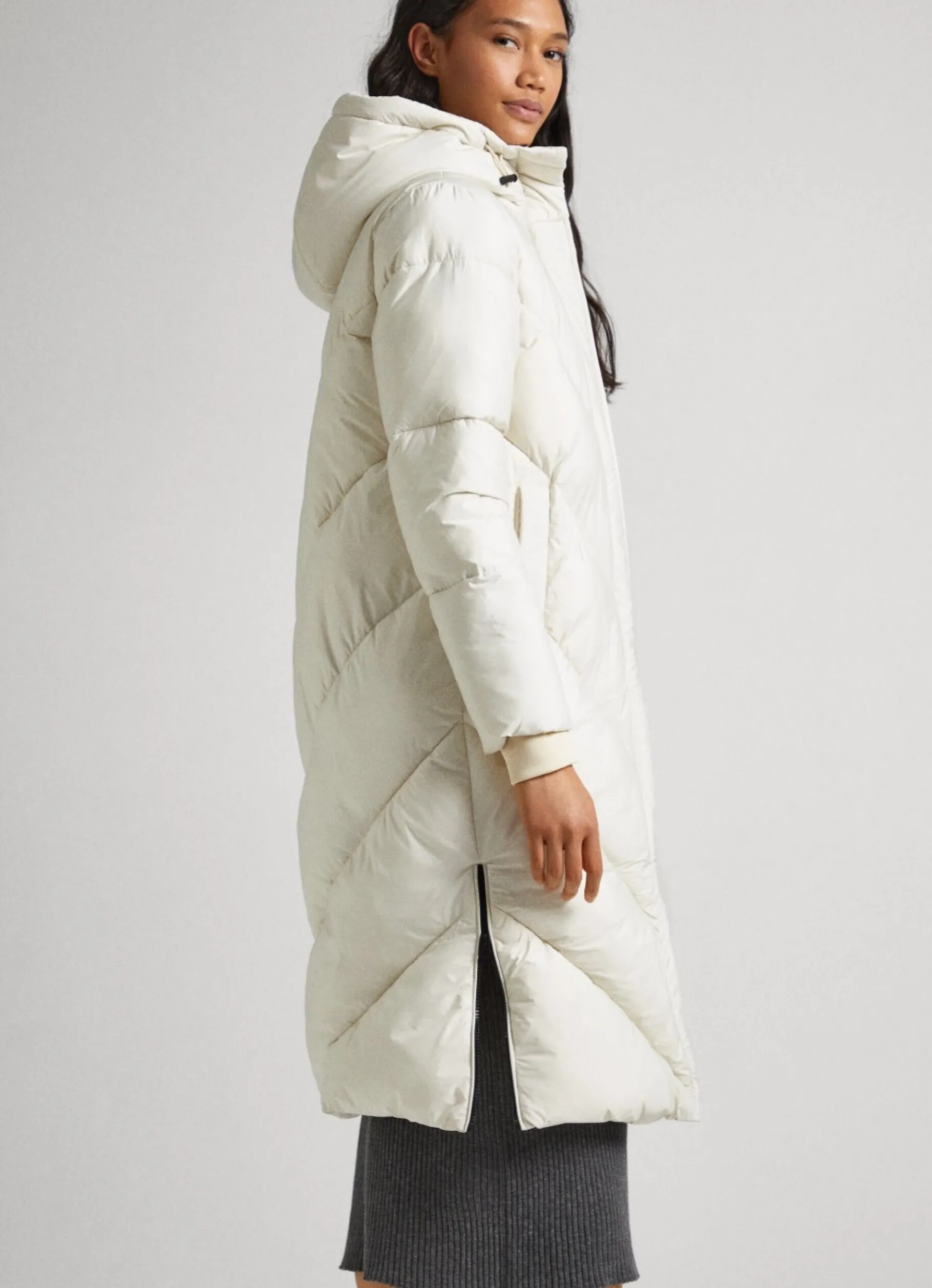 Women Pepe Jeans Long Quilted Puffer Jacket
