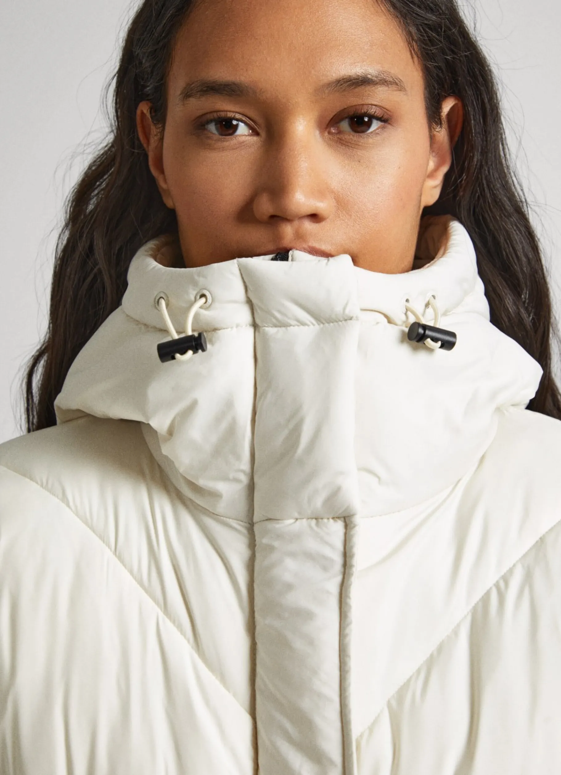 Women Pepe Jeans Long Quilted Puffer Jacket