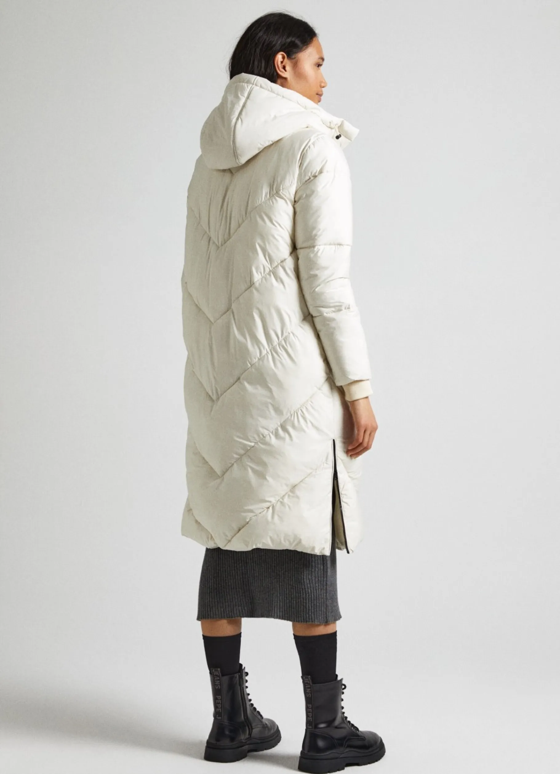 Women Pepe Jeans Long Quilted Puffer Jacket