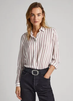 Women Pepe Jeans Long Sleeve Striped Shirt
