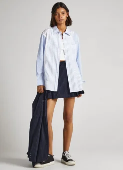 Women Pepe Jeans Long Striped Poplin Shirt