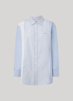 Women Pepe Jeans Long Striped Poplin Shirt