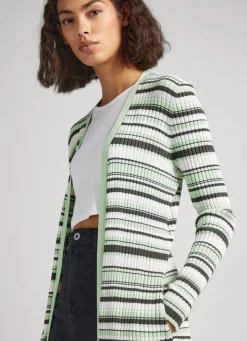 Women Pepe Jeans Long Stripe-Print Cardigan