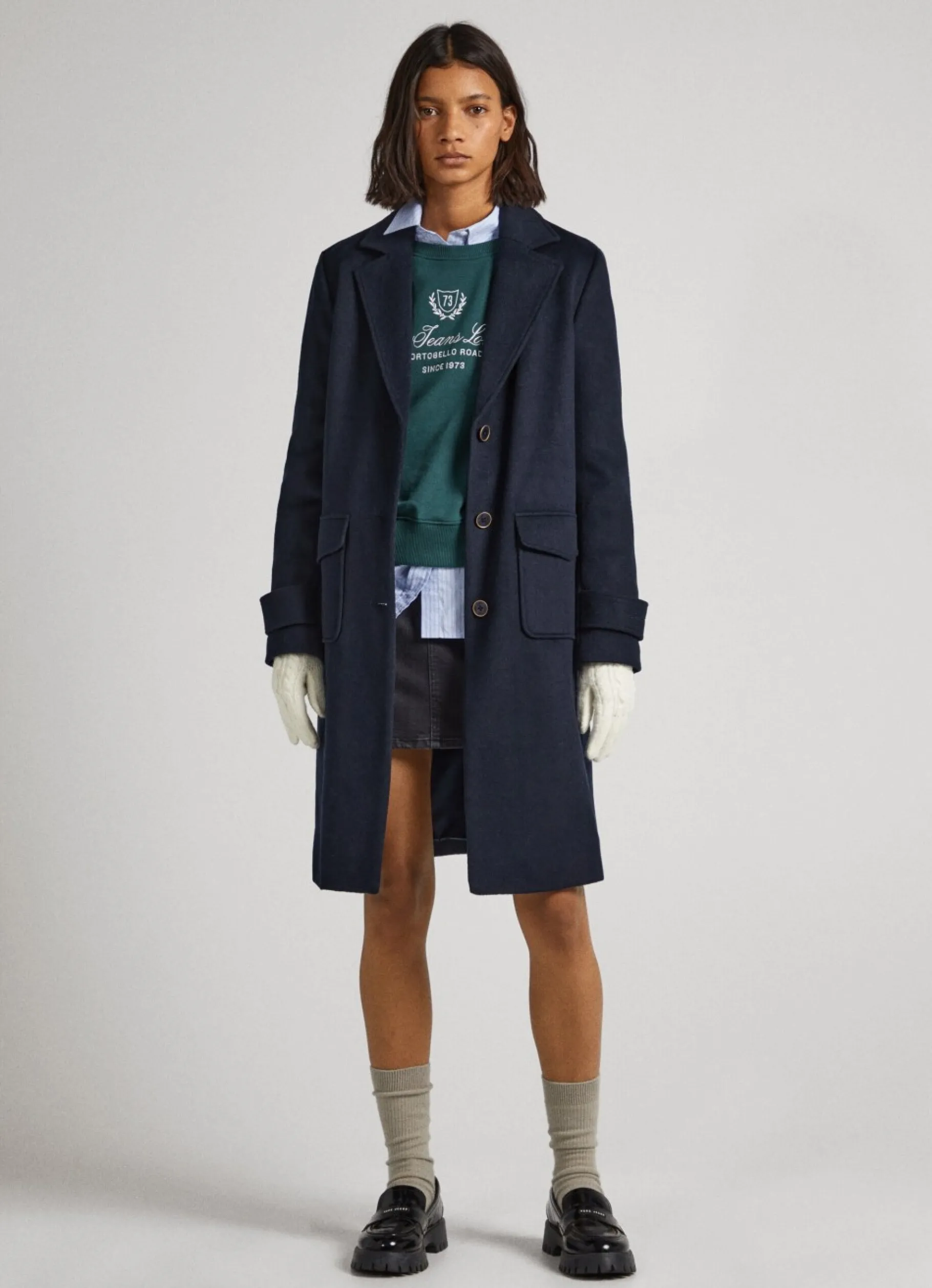 Women Pepe Jeans Long Wool Coat