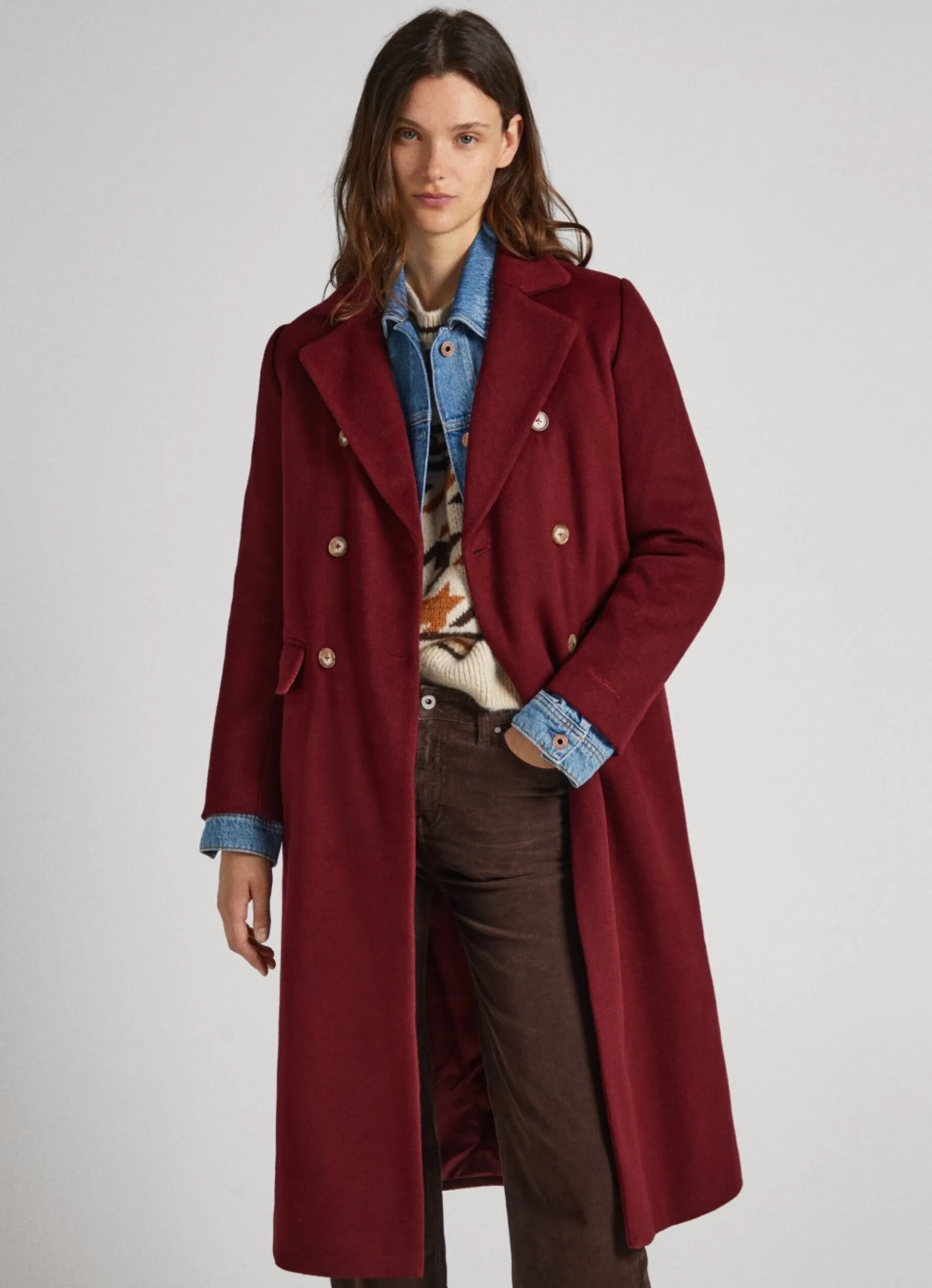 Women Pepe Jeans Long Wool Coat