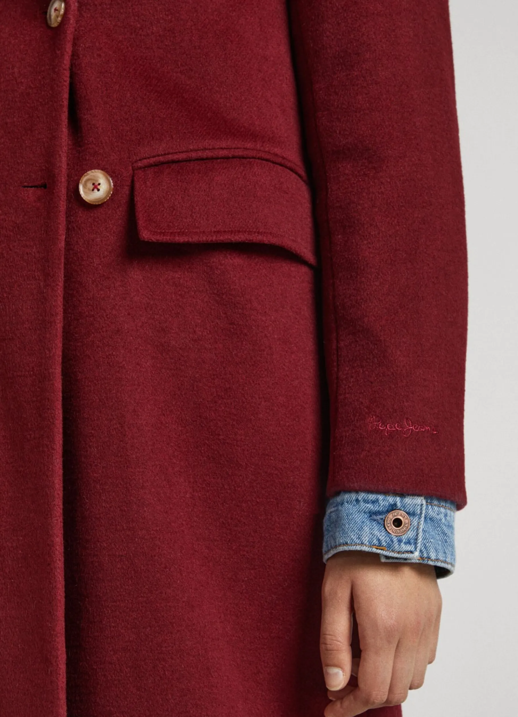Women Pepe Jeans Long Wool Coat
